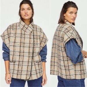 Andersen & Lauth Anthropologie Plaid Kura Sleeveless Button Vest OS